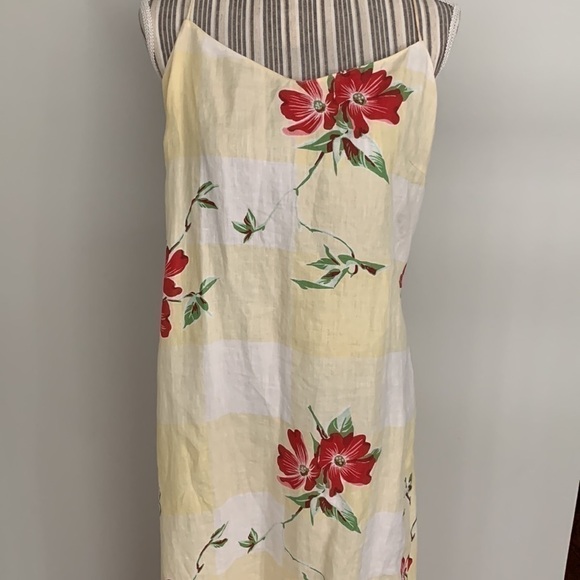 DKNY Linen High Low Spaghetti Strap Dress Size 12 - Picture 3 of 6